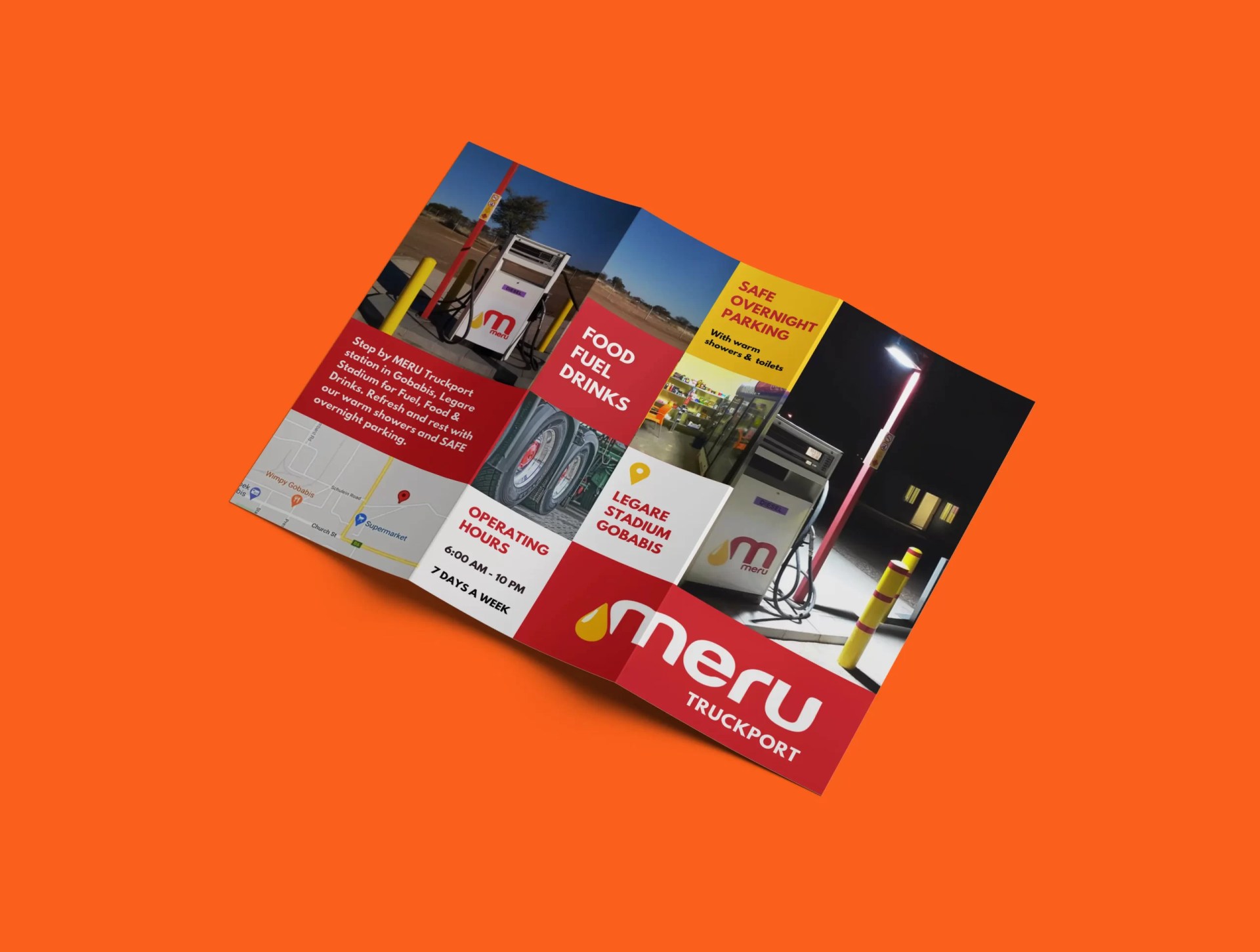 Meru Truckport brochure open spread.
